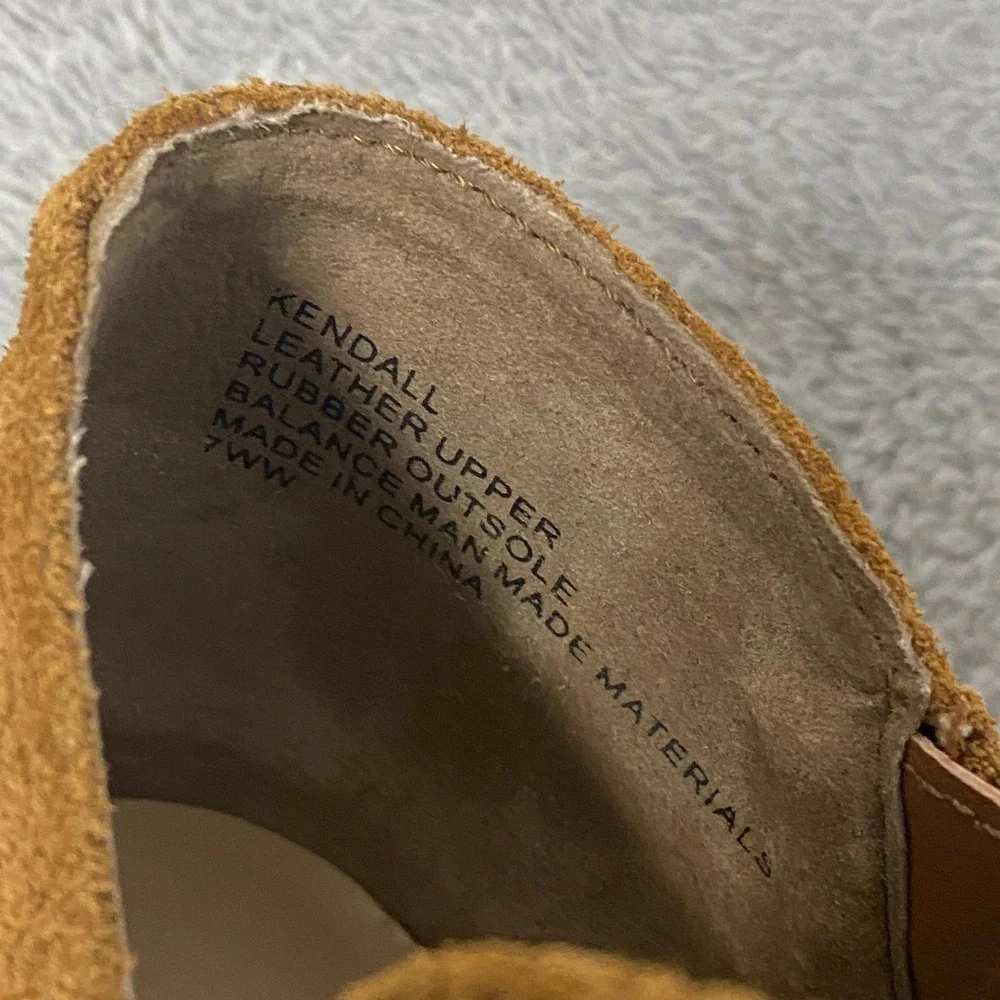 Crown Ivy Ankle Booties Womens 7 Wide Kendall Suede Side Zip Block Heel Tan‎ 7W
